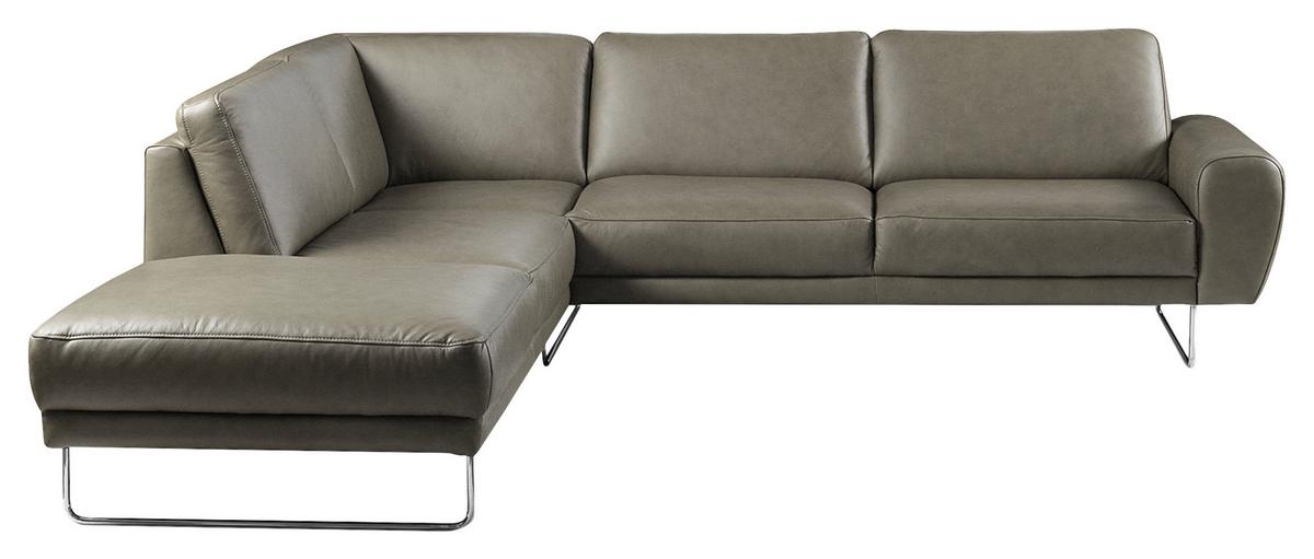 Ecksofa Spring Grau Chrom S: 250x273 cm - Chromfarben/Grau, Design, Leder (250/273cm) - Livetastic