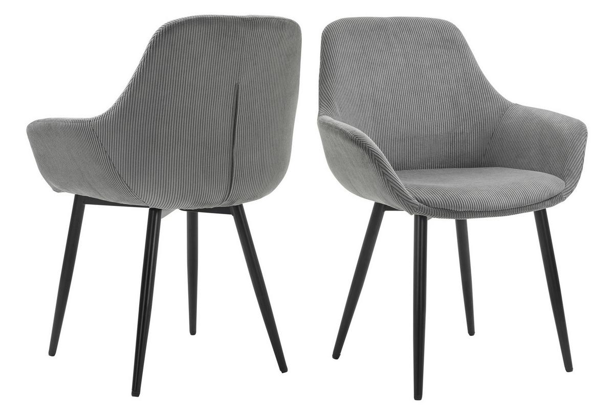 Armlehnstuhl-set Grau B: 54 Cm - Schwarz/Grau, MODERN, Textil/Metall (64/86/59cm) - Livetastic