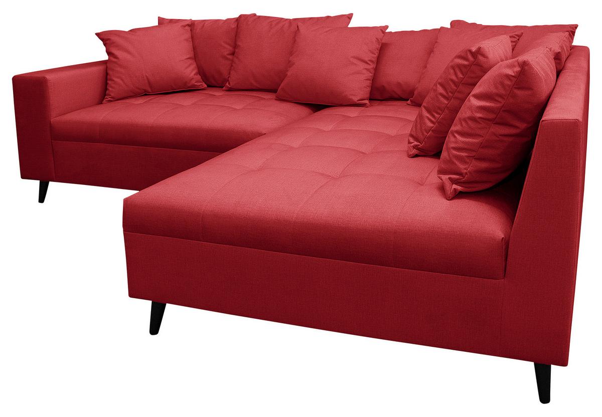 Ecksofa Pruno, Rot S: 247x174 Cm - Rot/Schwarz, Design, Textil (247/174cm) - MID.YOU