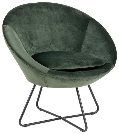 Schalenstuhl Center Dunkelgrün Samt Gepolstert - Dunkelgrün/Schwarz, Trend, Textil (82,0/79,0/72,5cm) - Livetastic