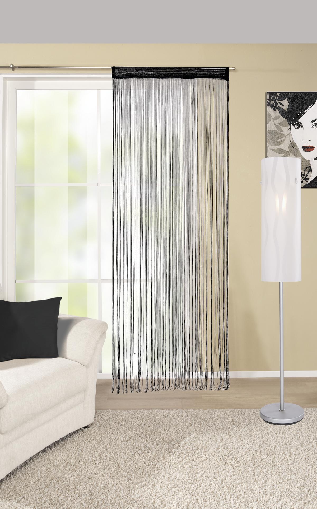 Fadenvorhang + Stangendurchzug Marietta 90x245 cm Schwarz - Schwarz, KONVENTIONELL, Textil (90/245cm) - Ondega