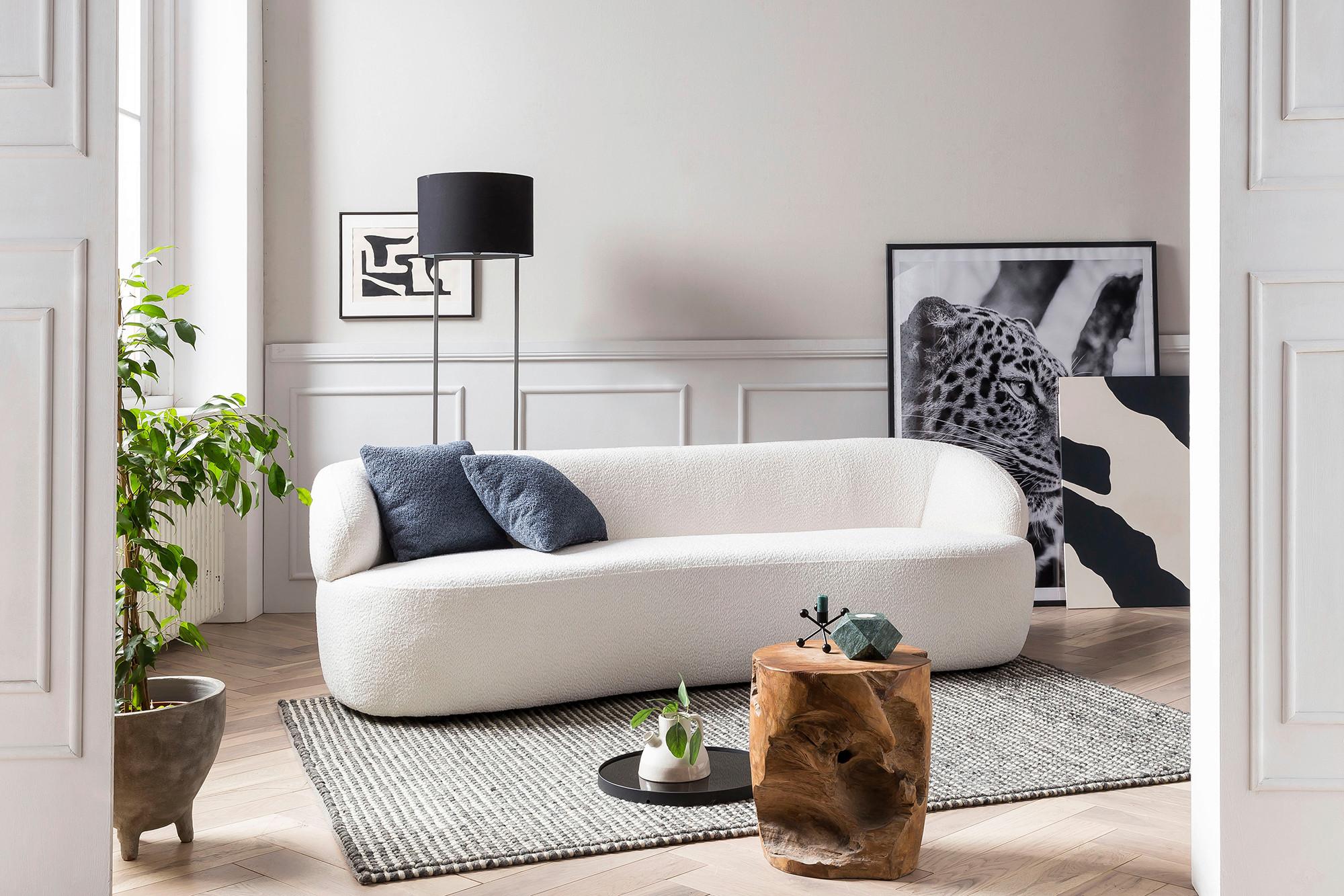 3-sitzer-sofa Weiß B: 220 Cm - Schwarz/Weiß, MODERN, Textil (220/70/93cm) - Livetastic