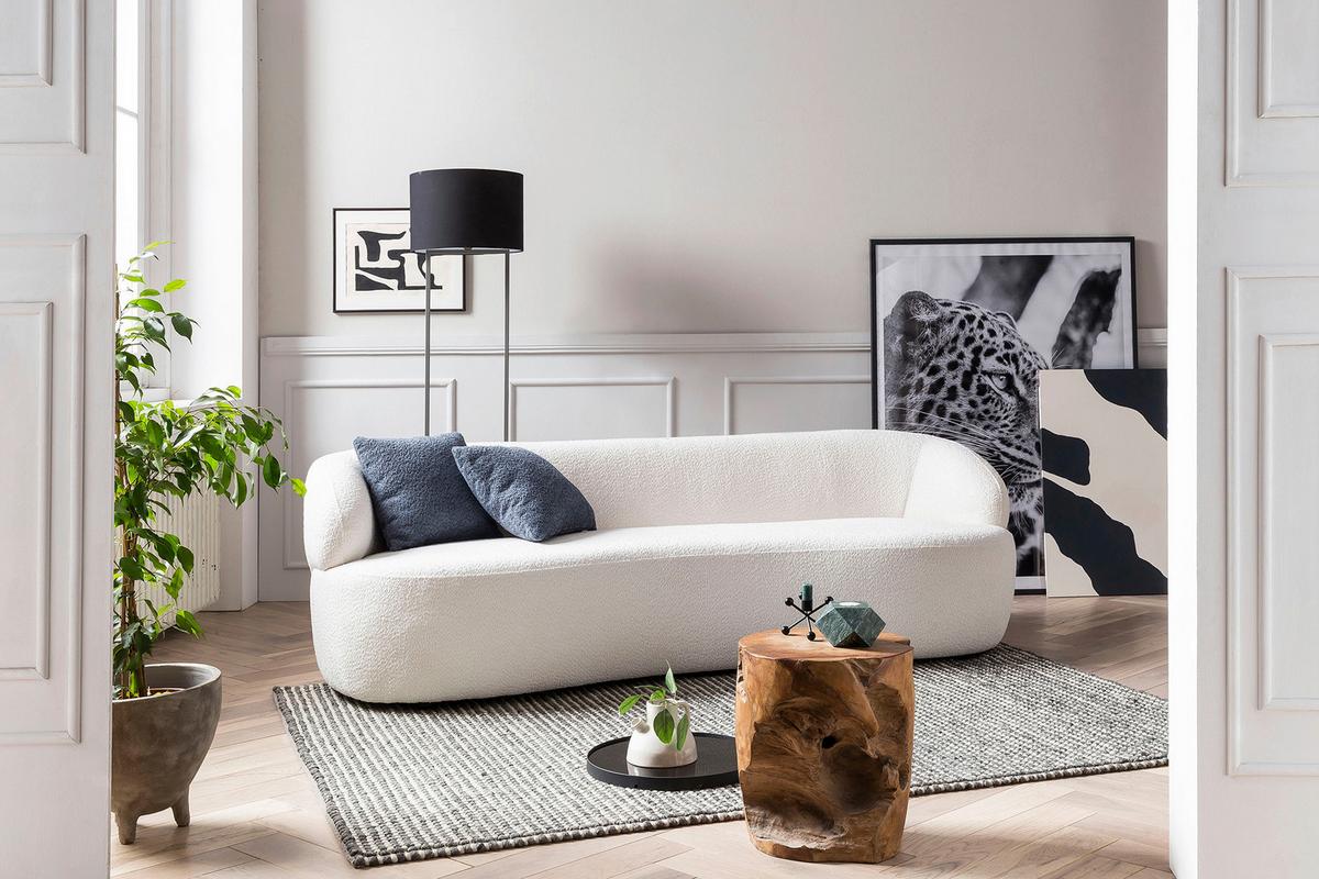 3-sitzer-sofa Weiß B: 220 Cm - Schwarz/Weiß, MODERN, Textil (220/70/93cm) - Livetastic