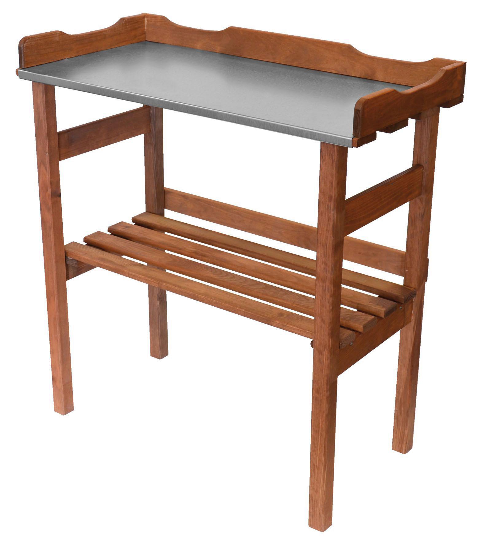 Pflanztisch Holz mit Ablage L/B/H: 78/32/94 cm - Braun, KONVENTIONELL, Holz/Metall (78/94/38cm)