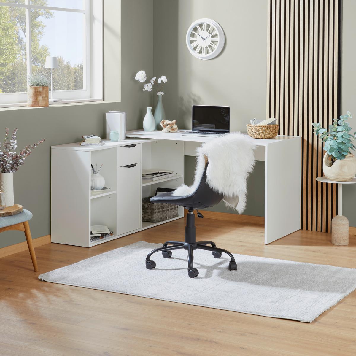 Sarok Íróasztal Mx 195 - fehér, Modern, faalapú anyag (136,8/135cm)