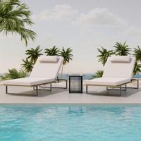 ZAHRADNÍ LEHÁTKO EVA - černá/krémová, Moderní, kov/dřevo (220/90/95cm) - Bessagi Garden