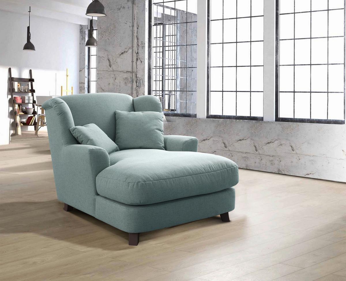 XXXL-Sessel Asado blau inkl. Zierkissen, B: 109 cm - Blau/Dunkelbraun, MODERN, Textil (109/104/145cm) - Sit & More