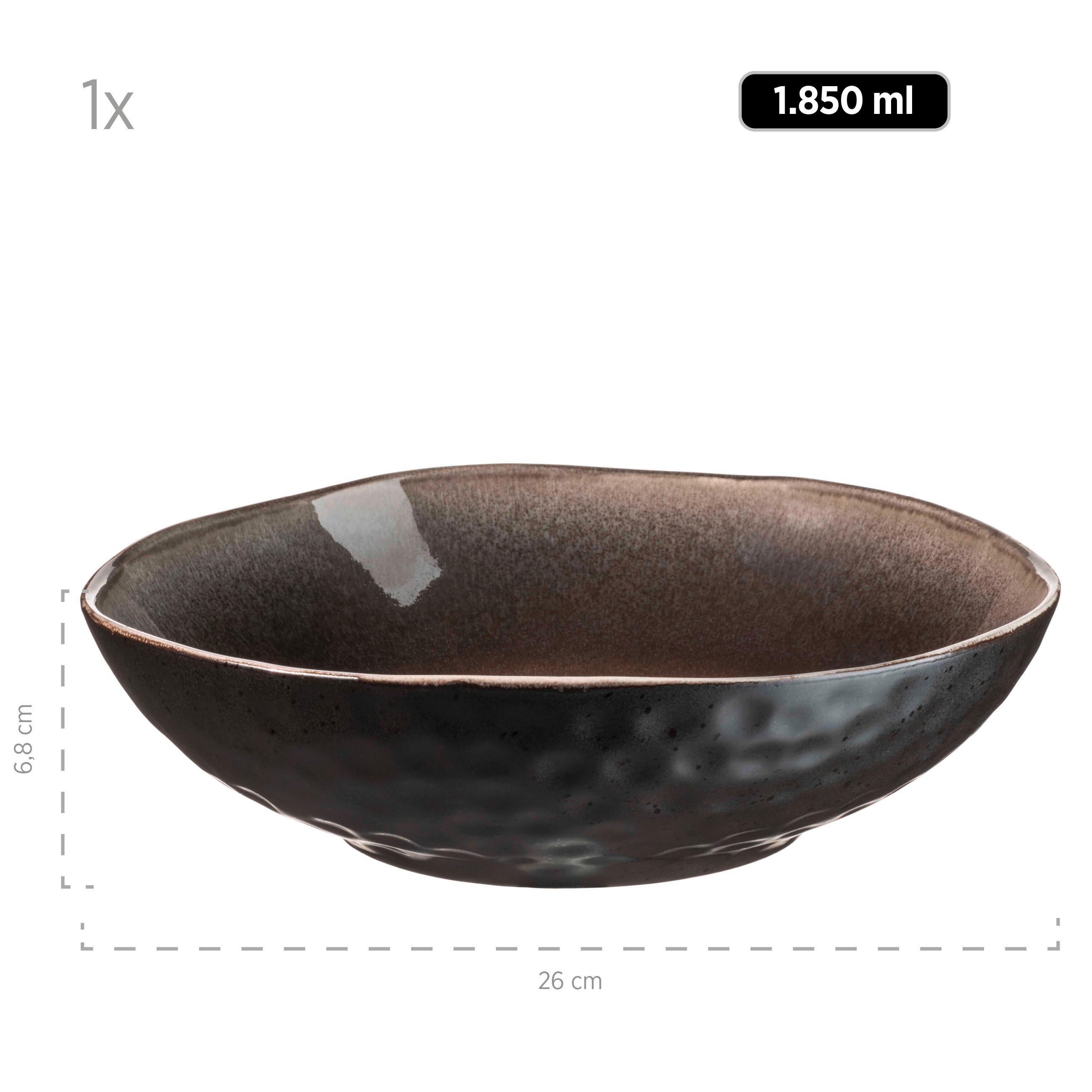 Schüsselset Niara Organic Steinzeug 9--Teilig. D: 10,5-26 Cm - Dunkelbraun, Basics, Keramik - Mäser