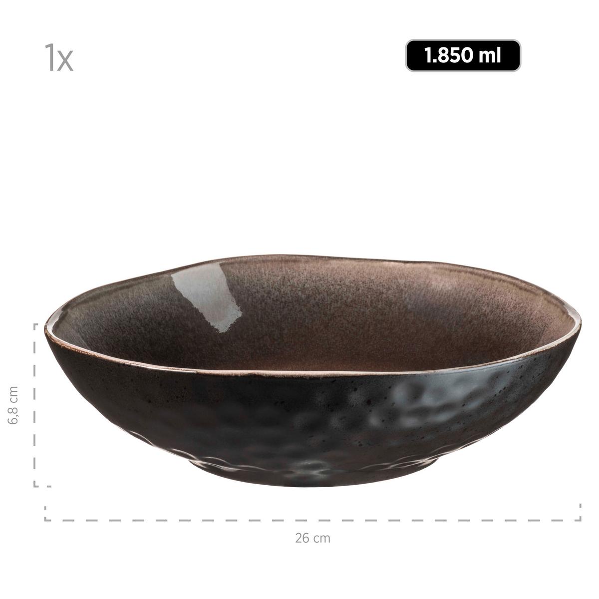 Schüsselset Niara Organic Steinzeug 9--Teilig. D: 10,5-26 Cm - Dunkelbraun, Basics, Keramik - Mäser