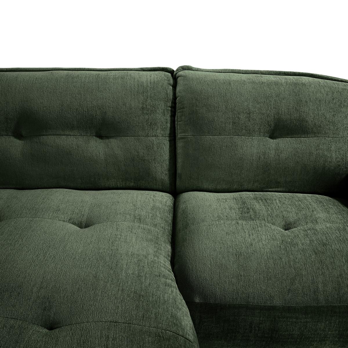 Ecksofa Fluffy Dunkelgrün S: 184x269 Cm - Dunkelgrün/Schwarz, MODERN, Textil (184/269cm) - Trendmanufaktur