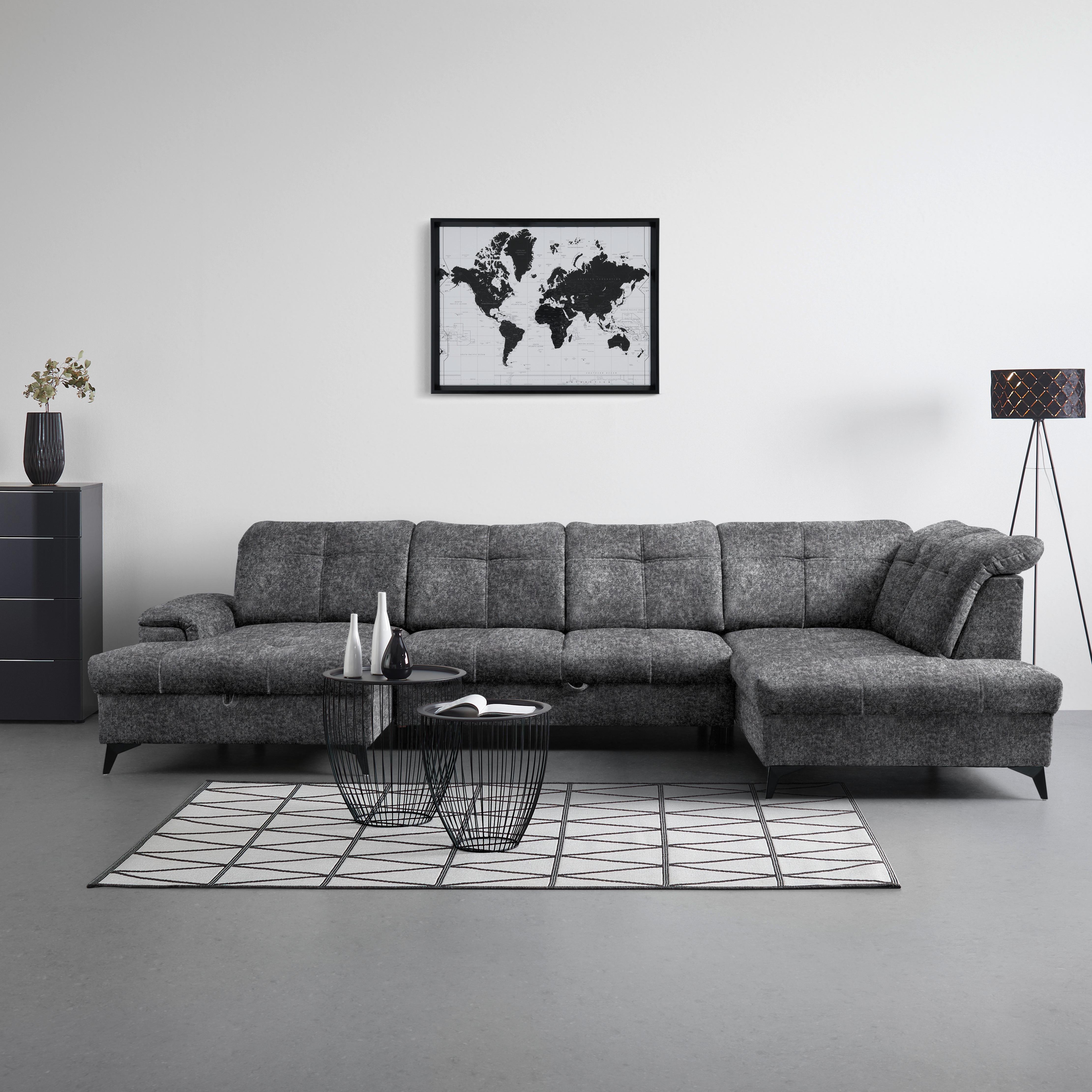 Rohová sedačka U SIERRA, pravá, šedá INFINITY - šedá, Moderní, kov/textil (181/364/230cm) - Mömax
