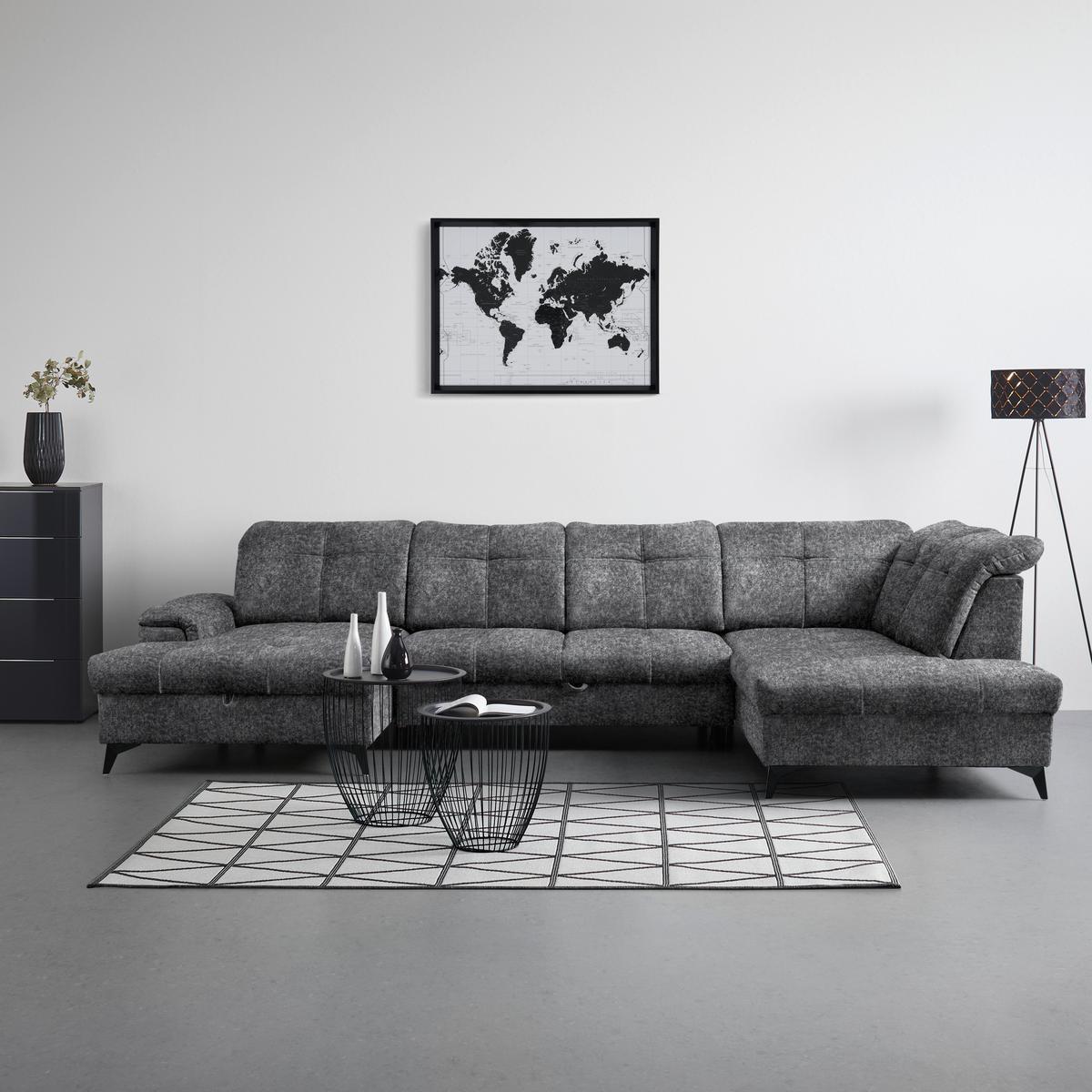 Rohová sedačka U SIERRA, pravá, šedá INFINITY - šedá, Moderní, kov/textil (181/364/230cm) - Mömax