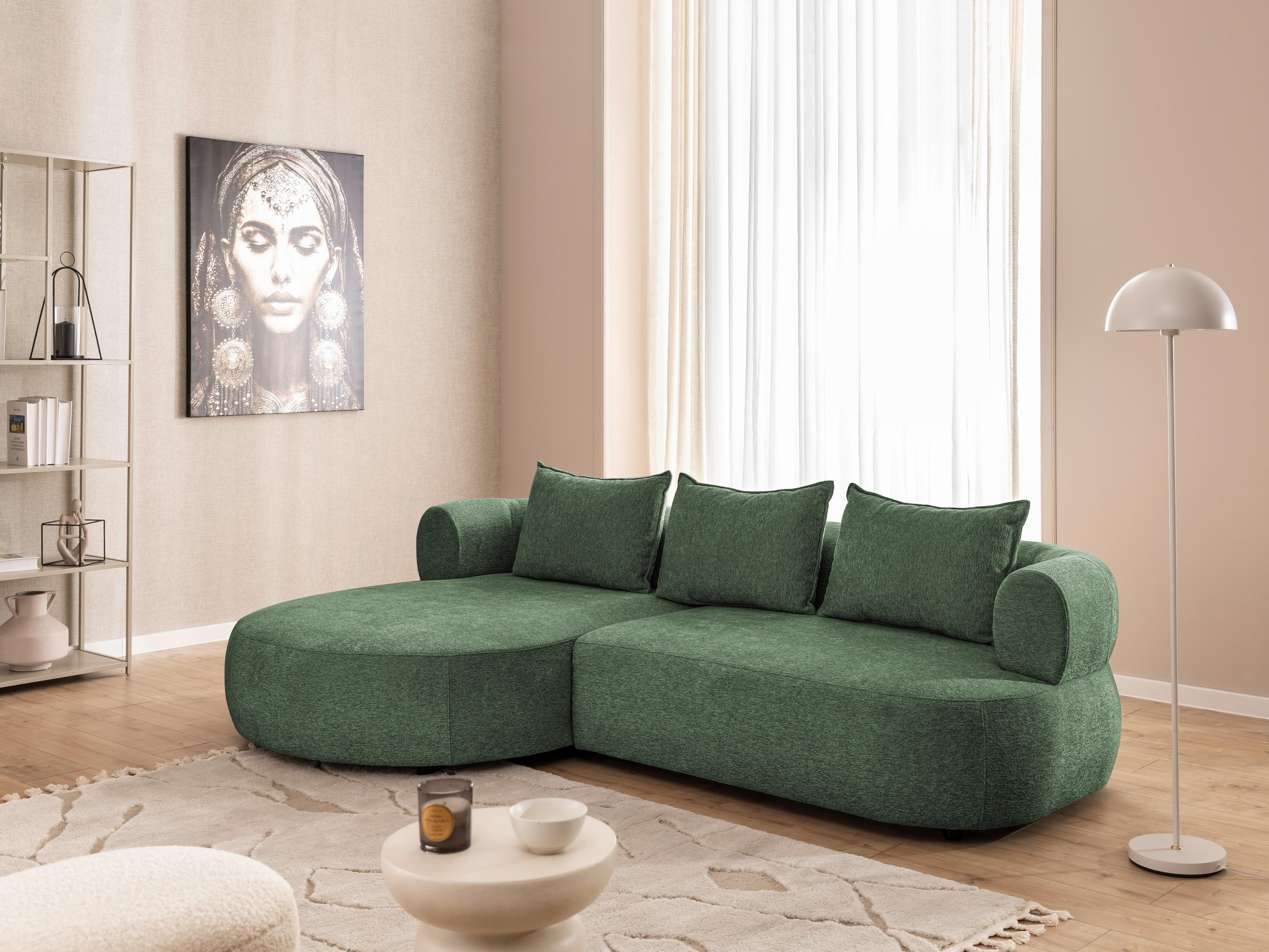 Ecksofa Ferro Grün S: 156x256 Cm - Schwarz/Grün, Design, Textil (156/256cm) - Livetastic