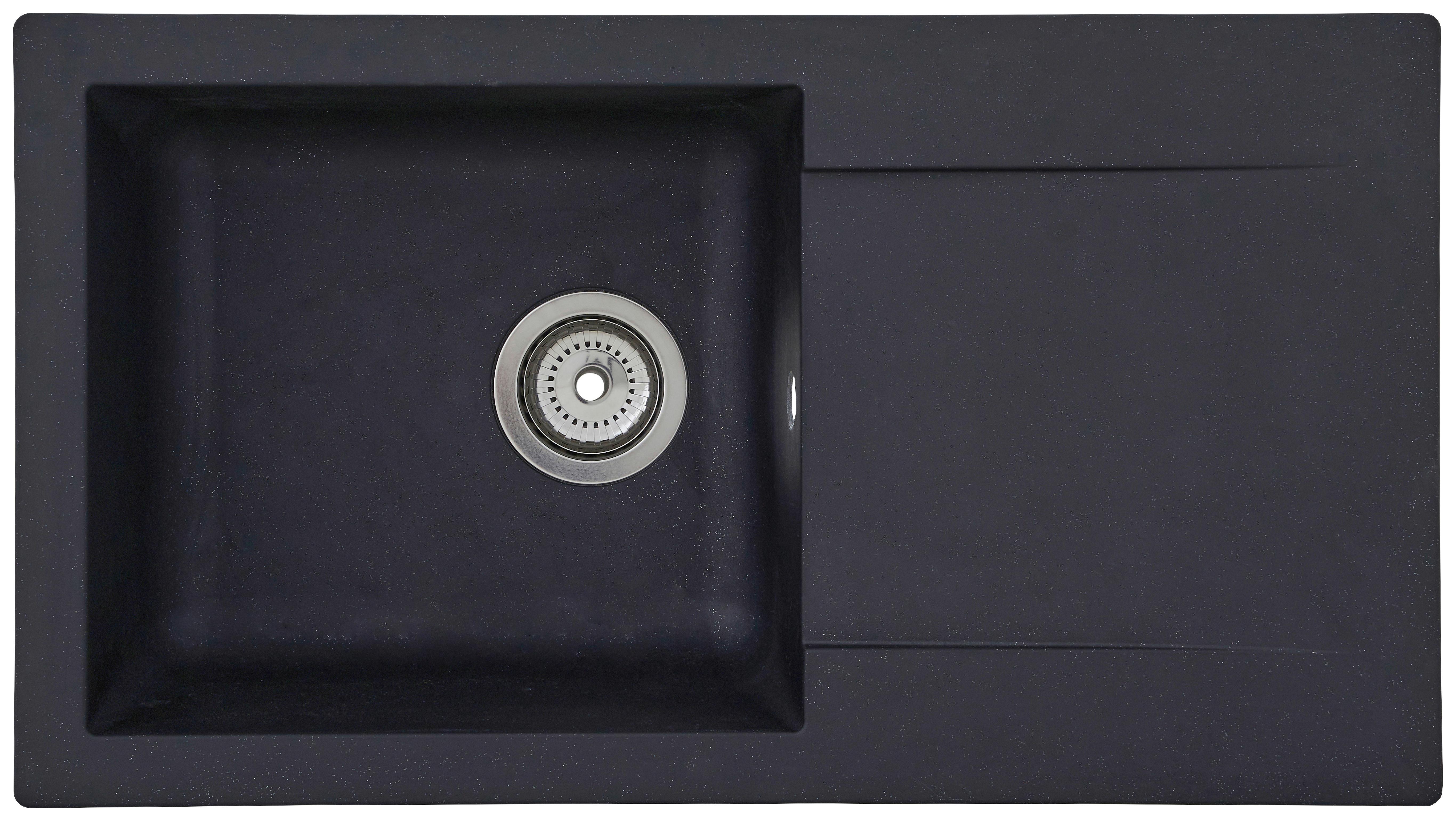Spüle Respekta Denver Kunststein 78x43,5 cm - Schwarz, Trend, Glas/Kunststoff (78/17/43,5cm) - Respekta