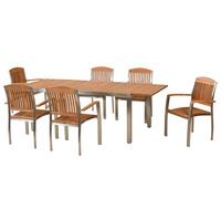 Gartenset Keros - Silberfarben/Naturfarben, MODERN, Holz/Metall - Gardenson