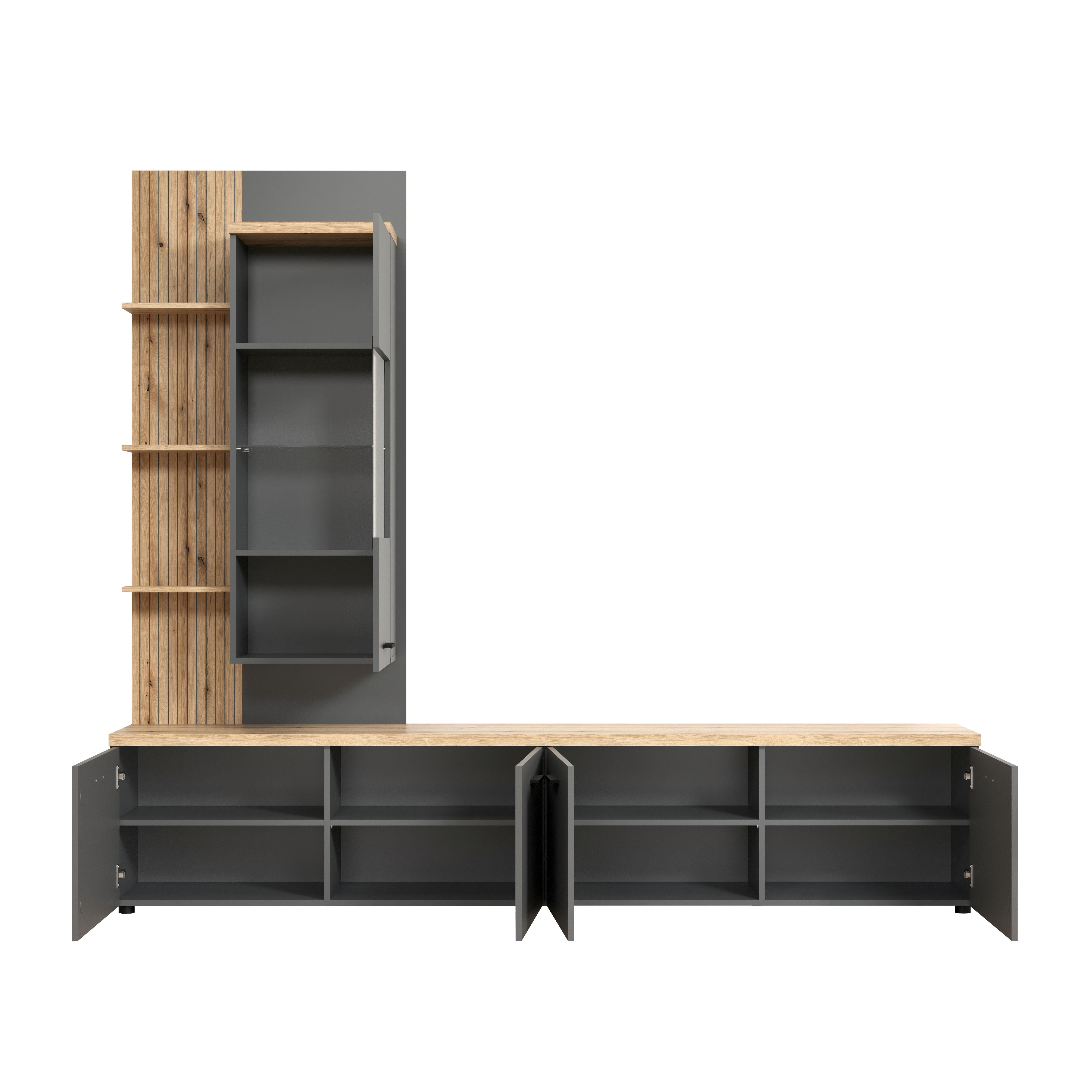 Wohnwand Baggio Anthrazit/Eiche B: 240cm