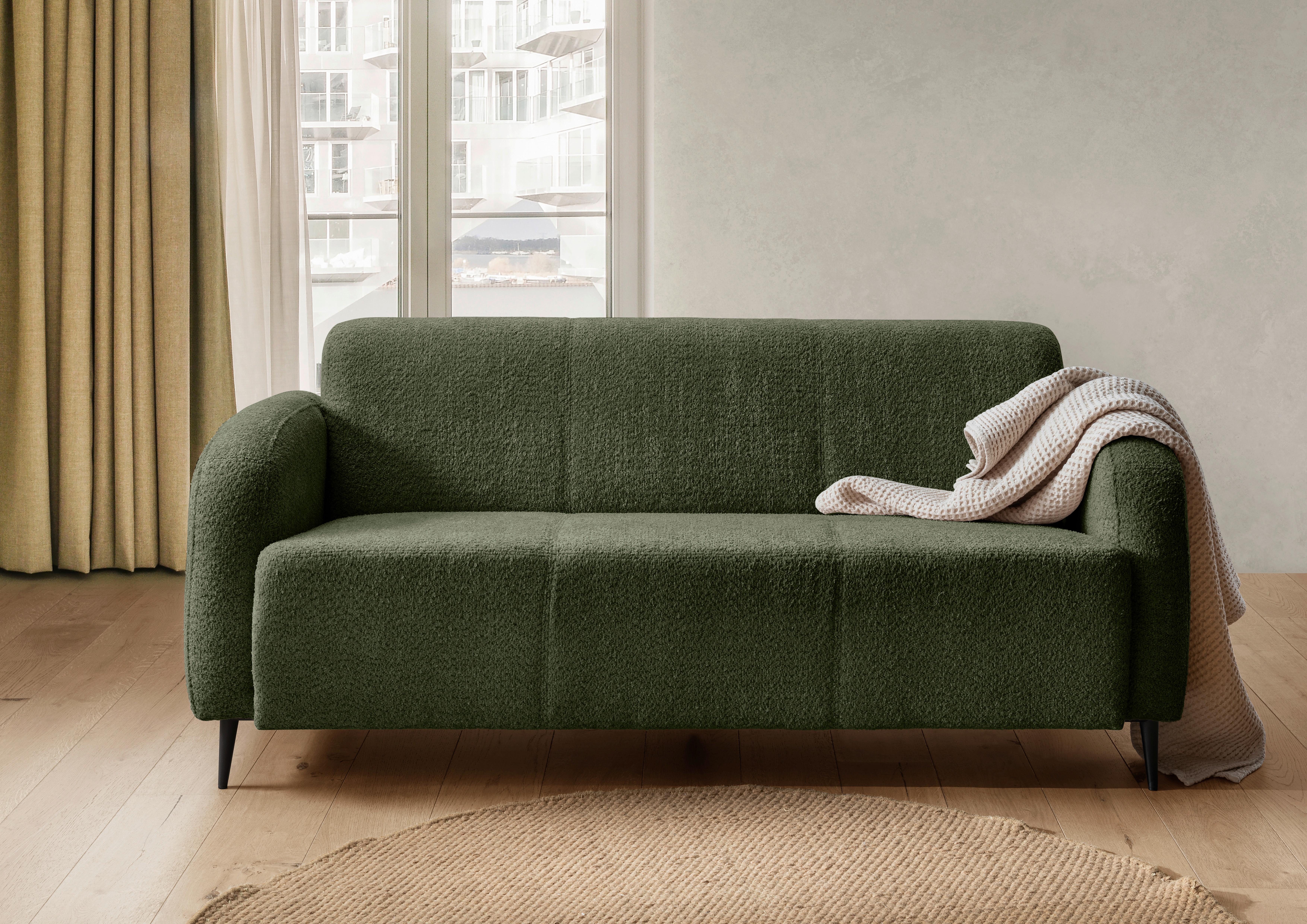 3-Sitzer-Sofa Marone Dunkelgrün B: 180cm - Dunkelgrün/Schwarz, MODERN, Textil (180/76/90cm) - Livetastic