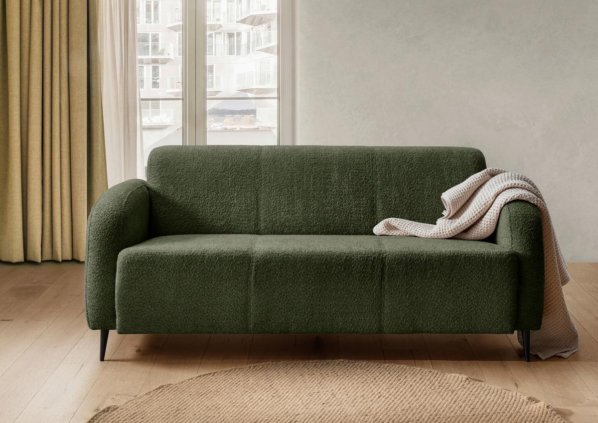 3-Sitzer-Sofa Marone Dunkelgrün B: 180cm - Dunkelgrün/Schwarz, MODERN, Textil (180/76/90cm) - Livetastic