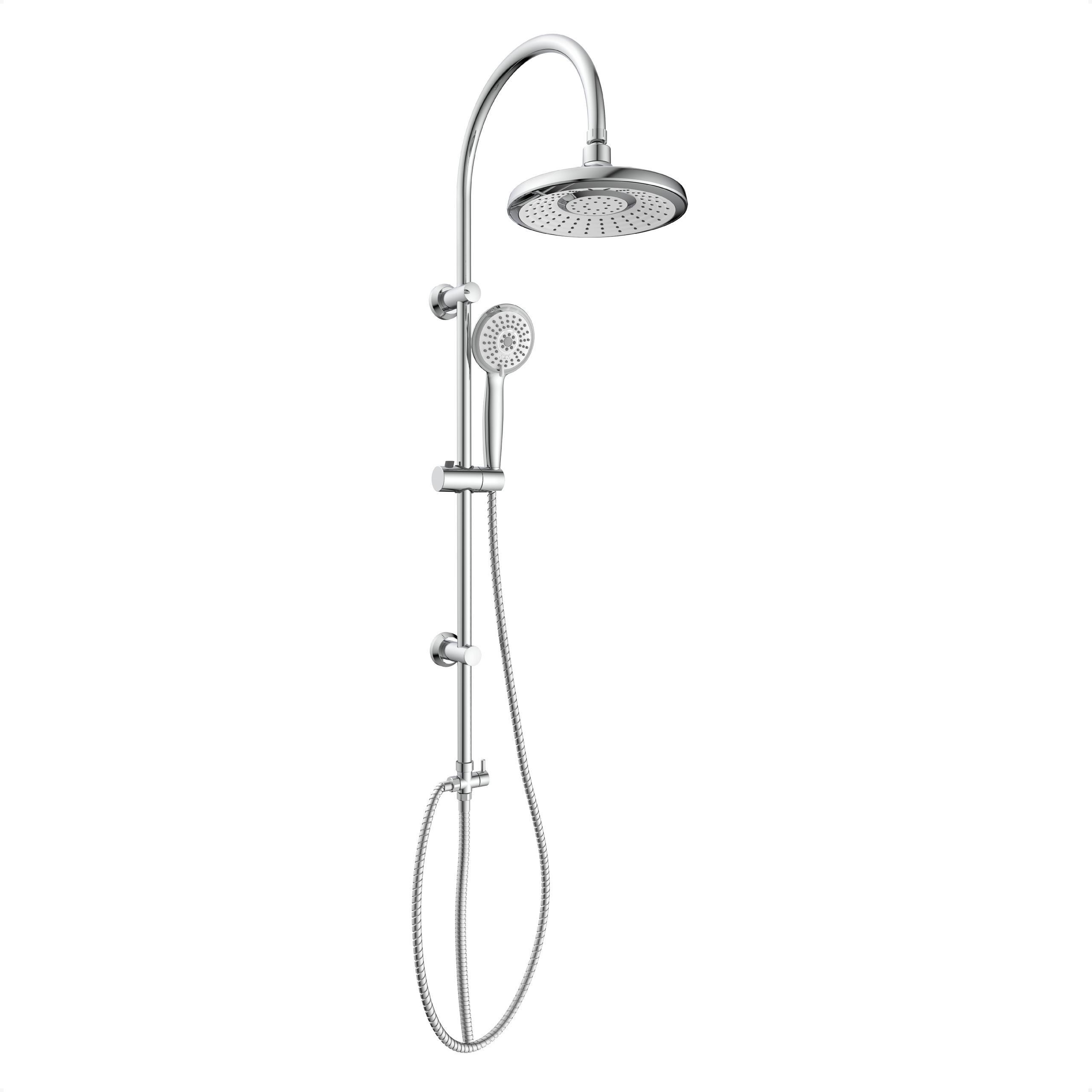 Brausegarnitur Sommerregen Chrom verstellbar Anti-Kalk - Chromfarben, Design, Kunststoff (24/100,5cm) - Schütte