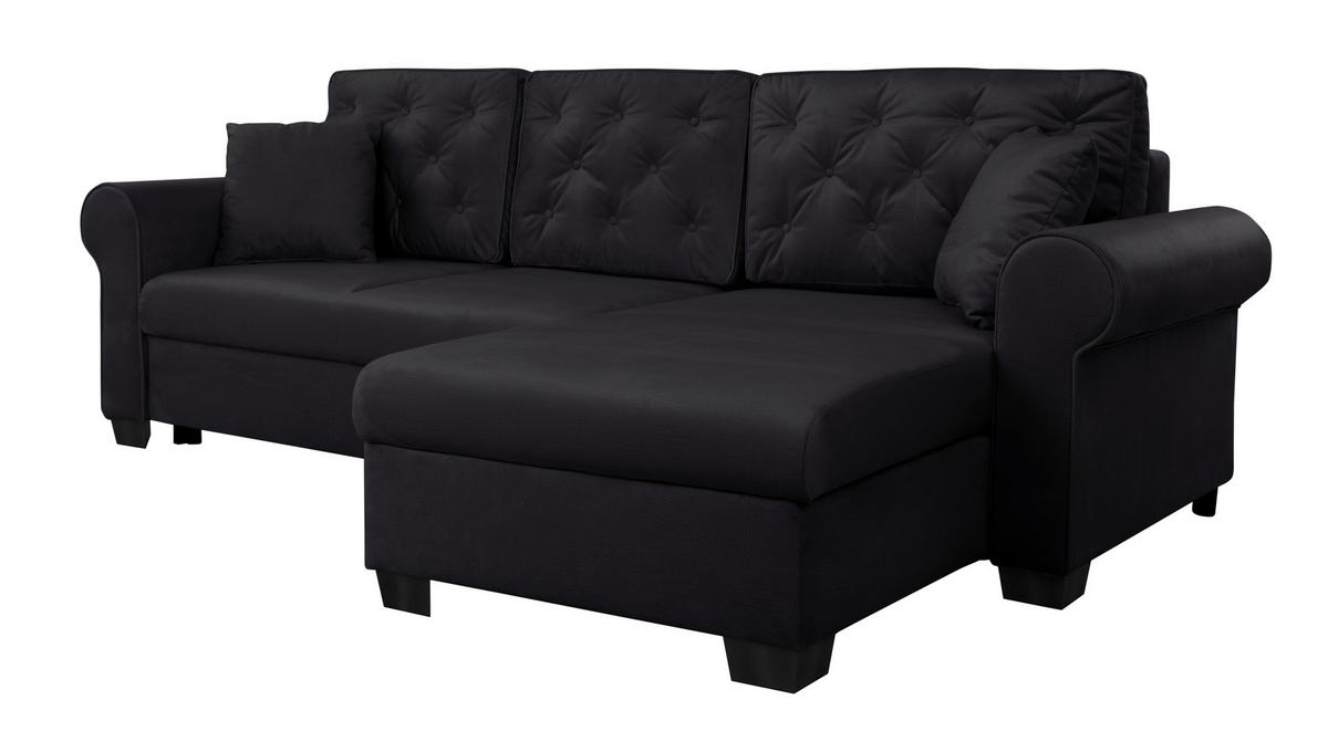 Ecksofa Arles Schwarz 25 S: 266x161 Cm - Buchefarben/Schwarz, Design, Textil (266/161cm) - MID.YOU