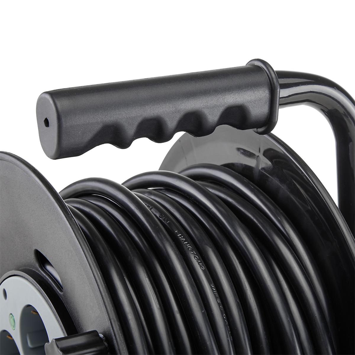 Kabeltrommel Albin 4 Steckdosen, 20 M Kabel - Schwarz/Grau, KONVENTIONELL, Kunststoff (23,5/18,8/32cm) - Homezone