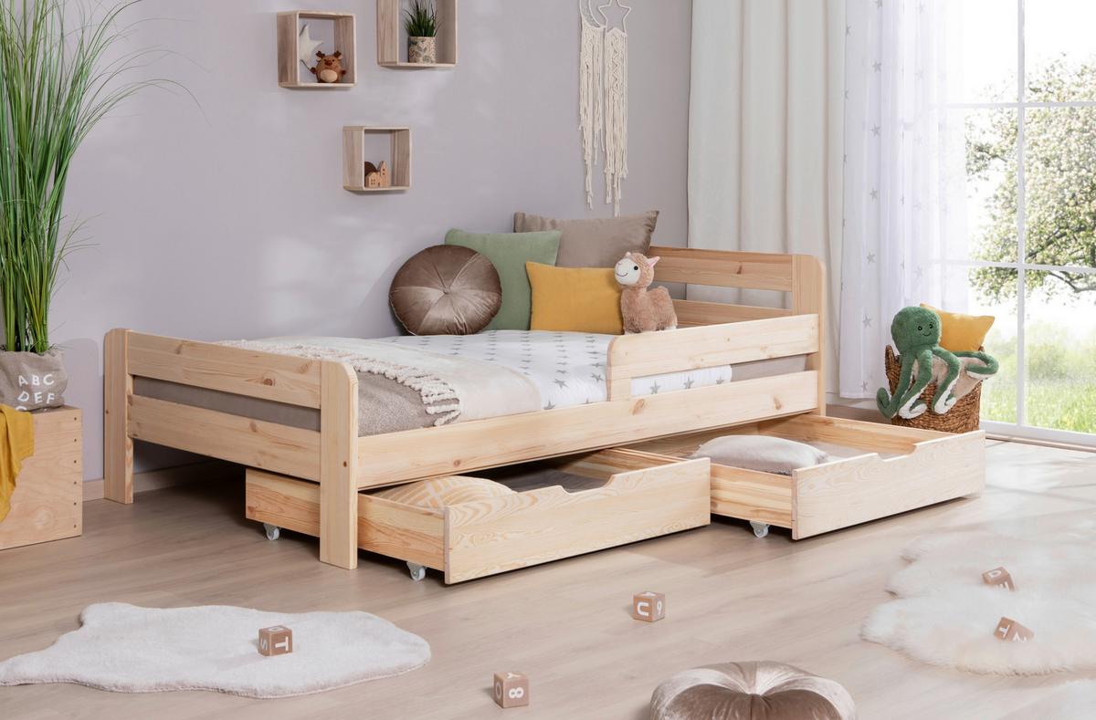 Bett Bennet Naturfarben inkl. Zubehör, 120x200 cm - Naturfarben, MODERN, Holz/Textil (120/200cm) - MID.YOU