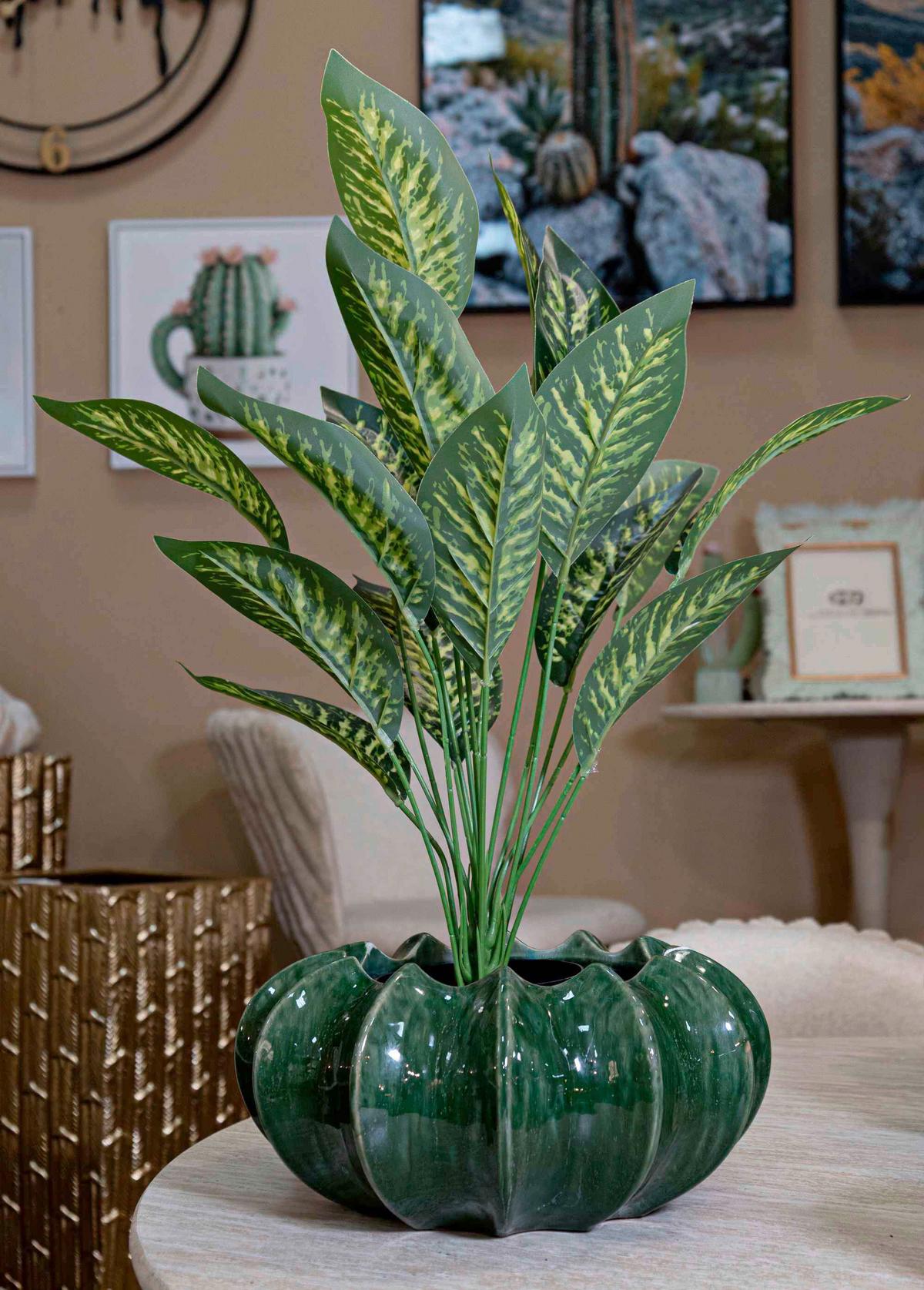 Vase Cactus Basket Grün B: 31 cm - Grün, Basics, Keramik (31/16/31cm)