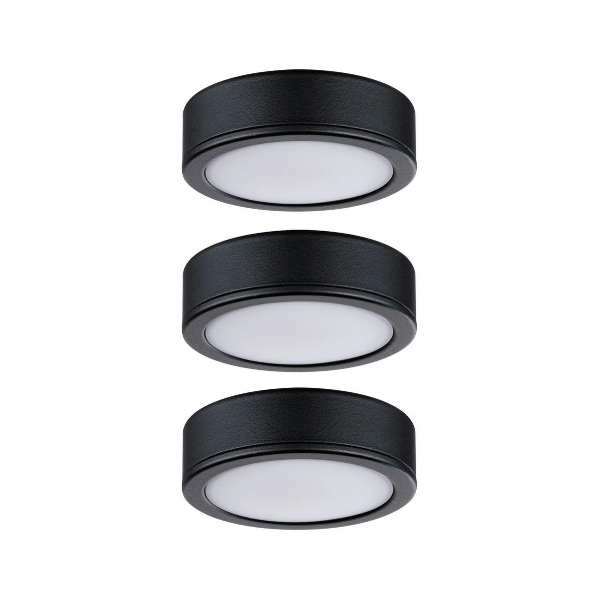 Unterbauleuchte 3x Led 3 W Kunststoff Schwarz Flach - Schwarz, Basics, Kunststoff (6,5/1,7cm) - Paulmann