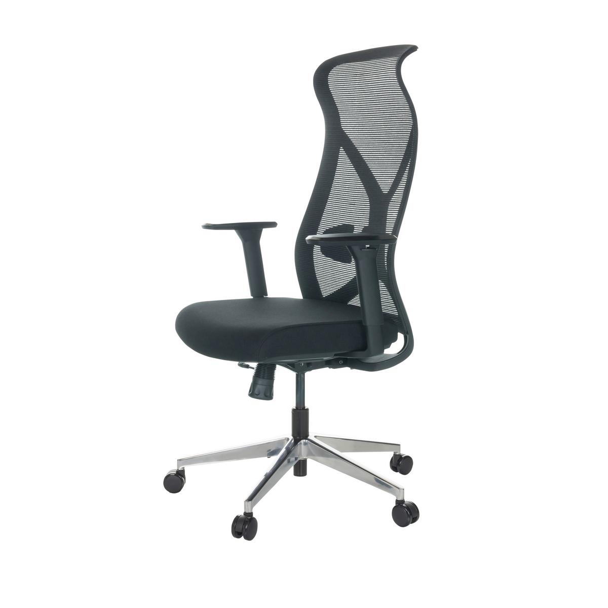 Drehstuhl Azurro B - Silberfarben/Schwarz, Basics, Kunststoff/Textil (69/119-128/60cm) - MID.YOU