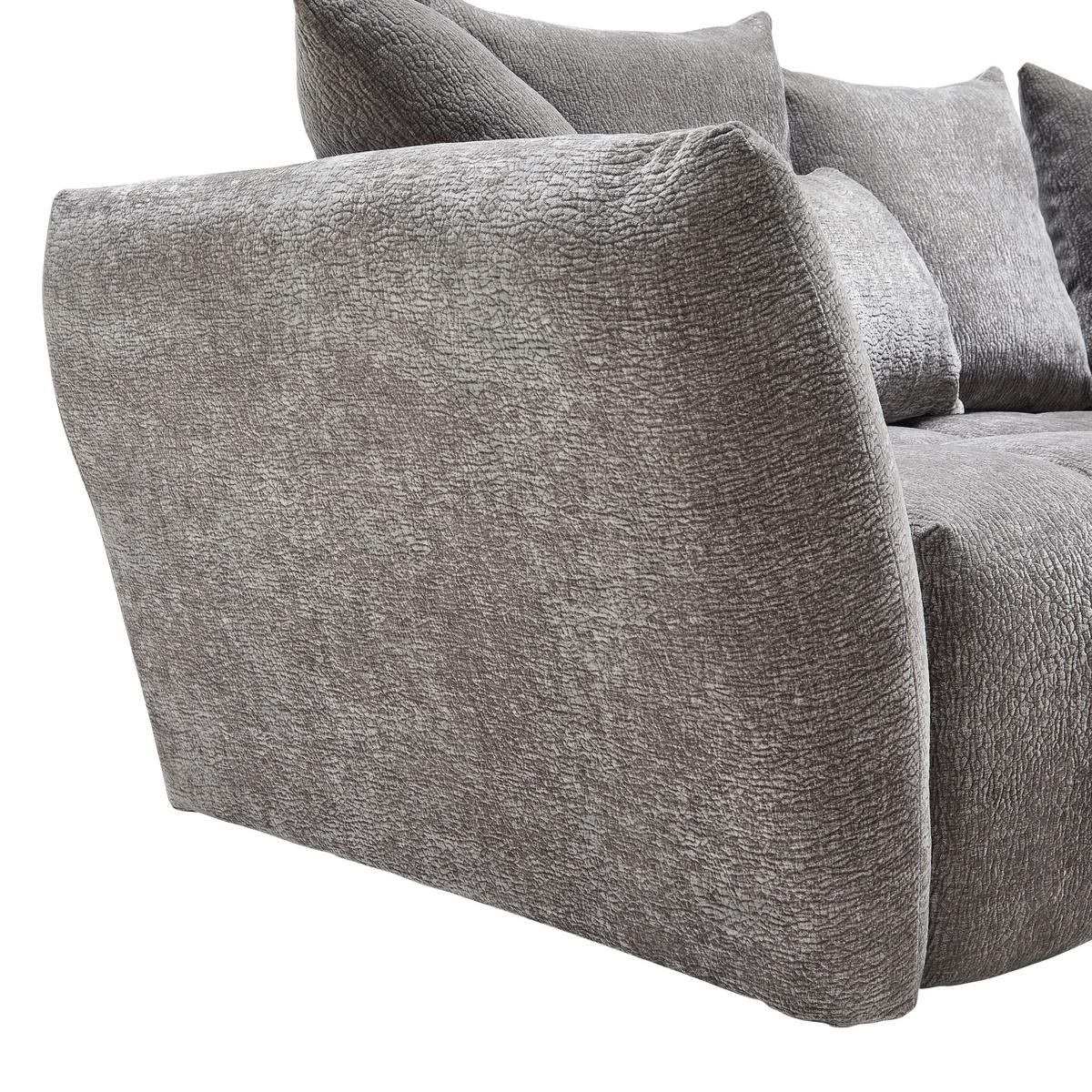Univerzálna sedačka CAMMELLIO, sivá ženilka, so 7 vankúšmi - čierna/sivá, Modern, textil (296/189cm) - Mömax
