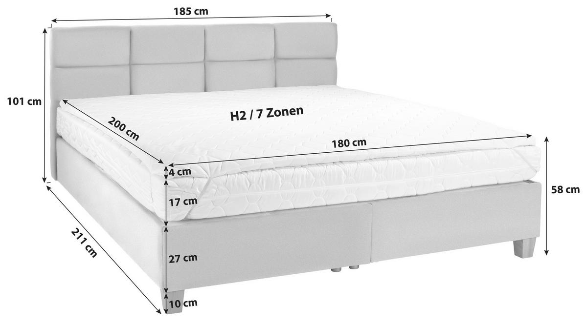 Polsterbett mit Bettkasten 180x200 Bellagio Creme - Buchefarben/Creme, KONVENTIONELL, Holz/Textil (180/200cm)