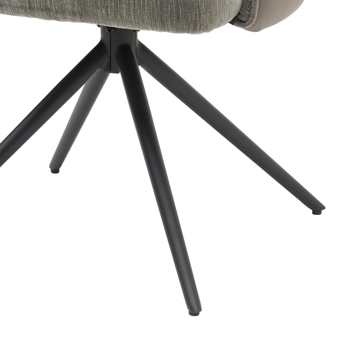 Armlehnstuhl Mia Webstoff Grau, B: 58 cm - Schwarz/Grau, KONVENTIONELL, Textil/Metall (58/82/64cm) - MID.YOU