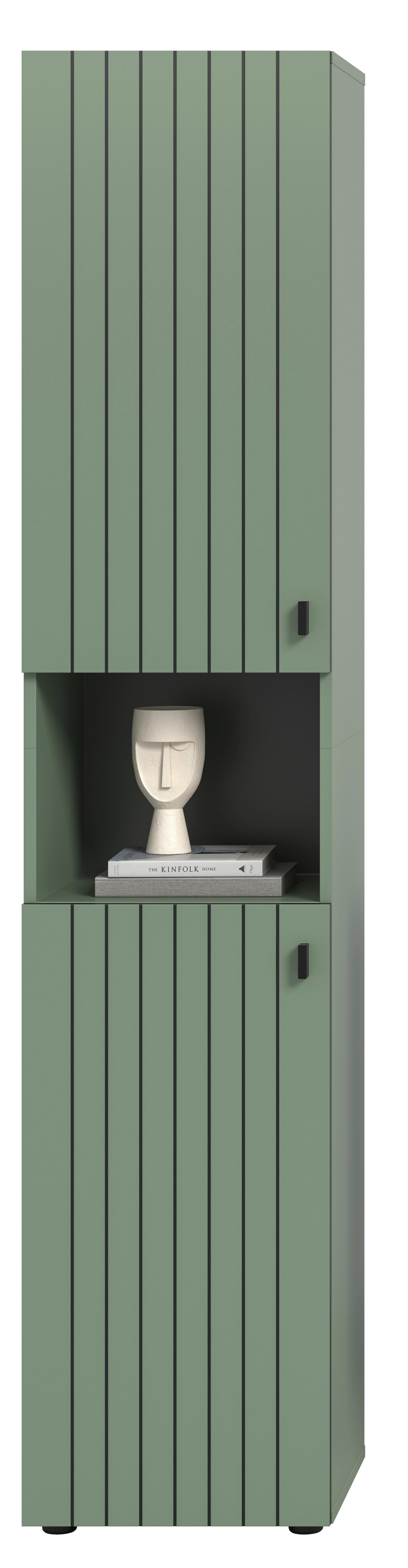 Garderobenschrank Station Graugrün B: 40cm - Schwarz/Graugrün, Design, Holzwerkstoff (40/192/37cm) - MID.YOU