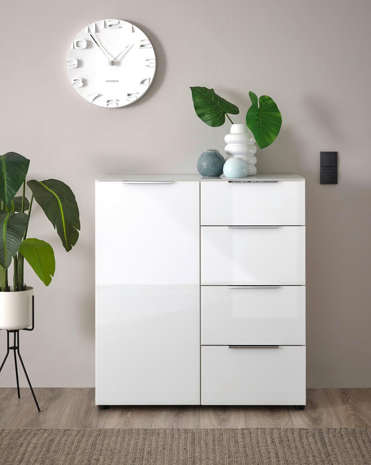 KOMODA SIENA -EXKLUSIV- - čierna/biela, Modern, kov/kompozitné drevo (90/99/40cm) - Mömax