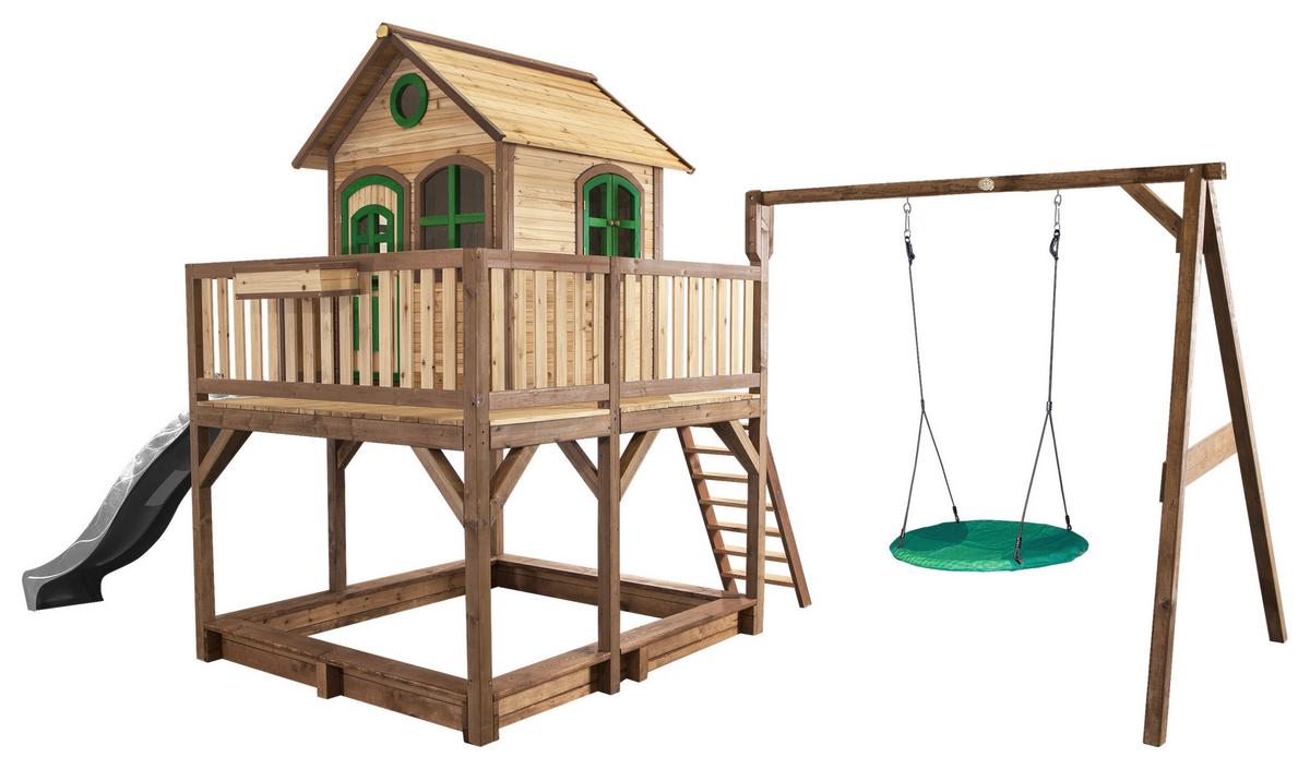 Spielturm A030.154.80 - Braun/Grau, KONVENTIONELL, Holz (613/291/277cm) - Ambia Garden