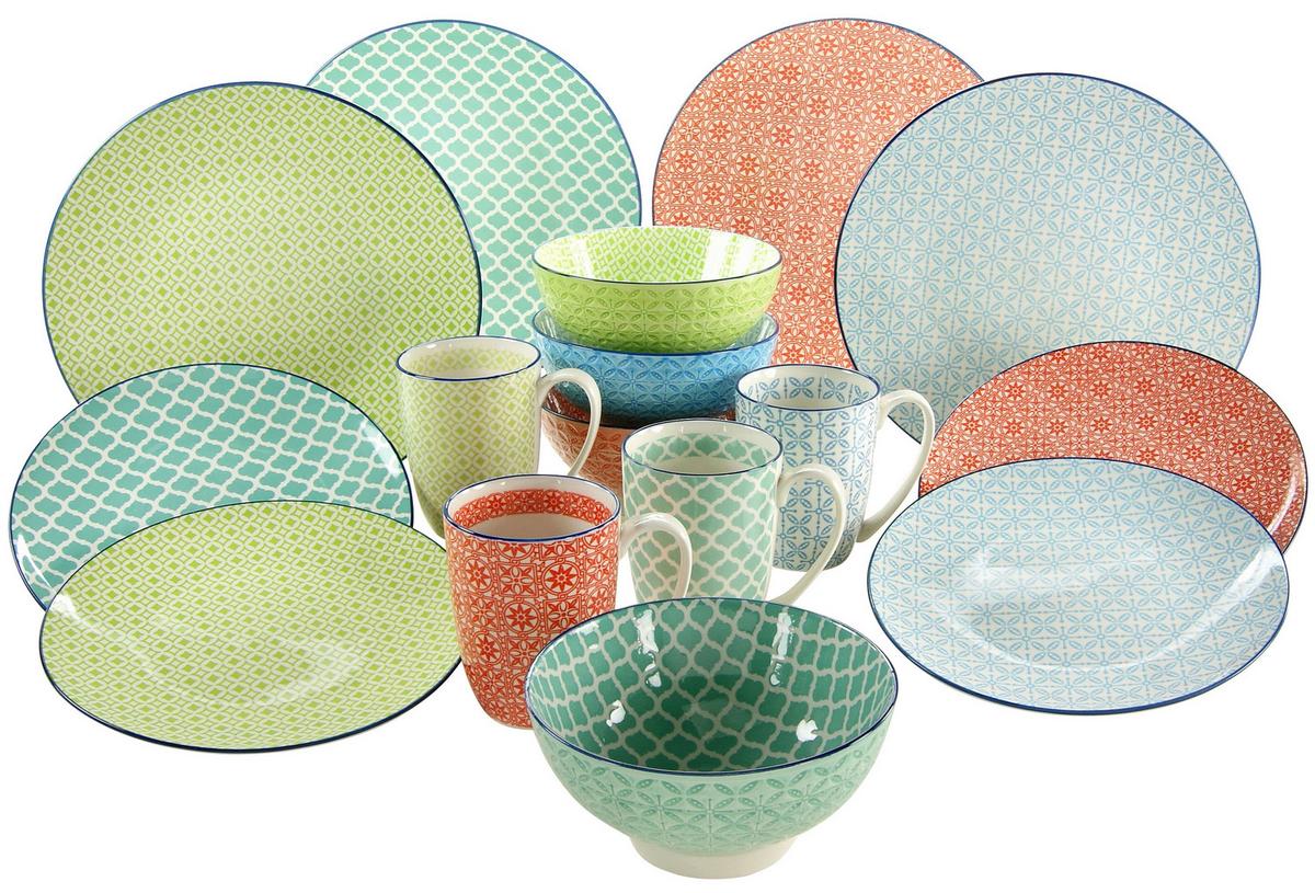 Kombiservice Keramik 4 Personen Geschirr Set - Multicolor, Keramik - Creatable