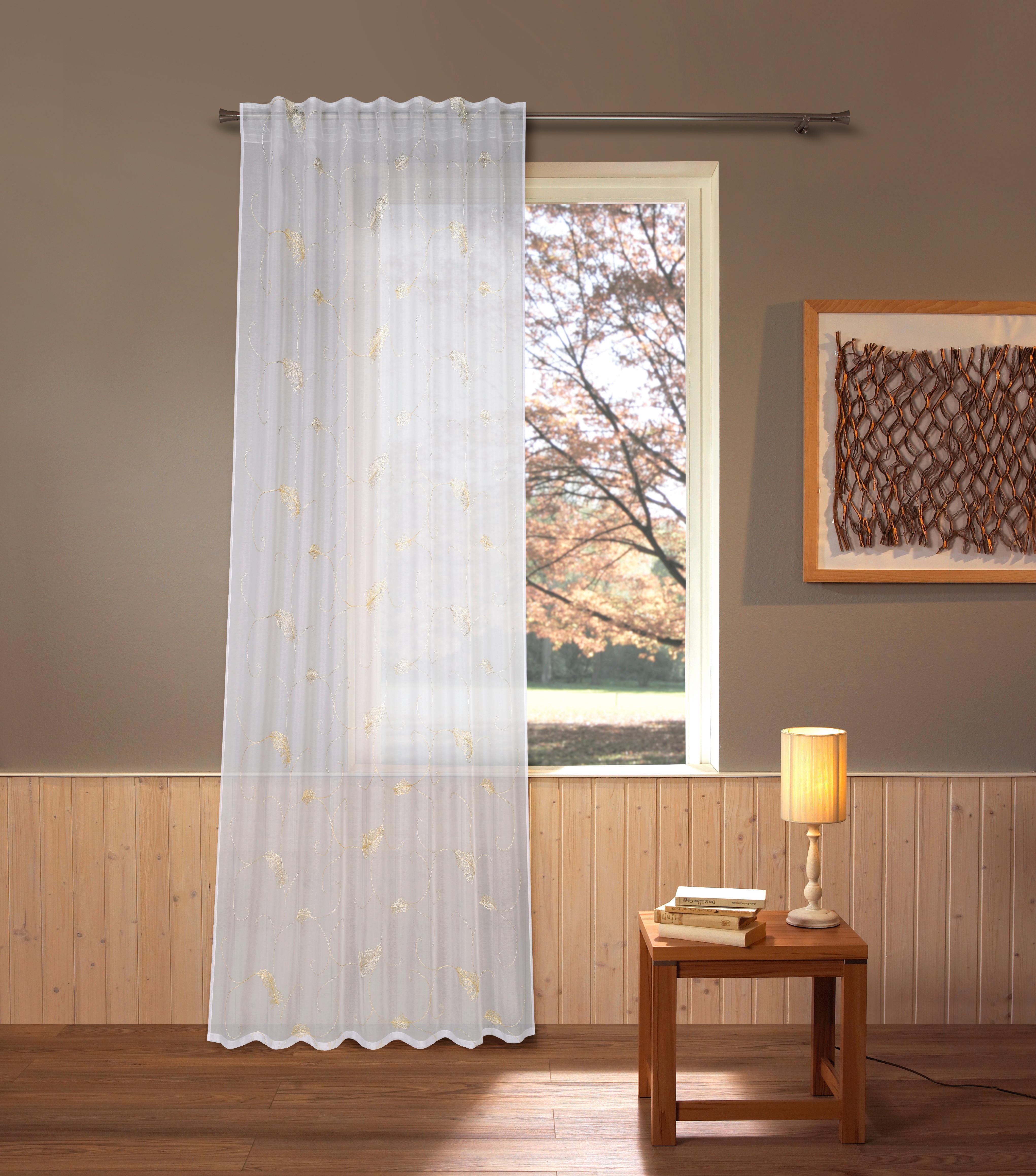 Vorhang mit Band Jelena 140x245 cm Weiß/Goldfarben - Gelb/Goldfarben, ROMANTIK / LANDHAUS, Textil (140/245cm) - James Wood