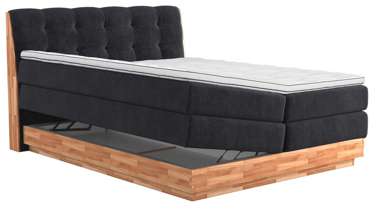 Boxspringbett Boxspring Bed Melissa - Blau/Schwarz, Natur, Textil (180/200cm)