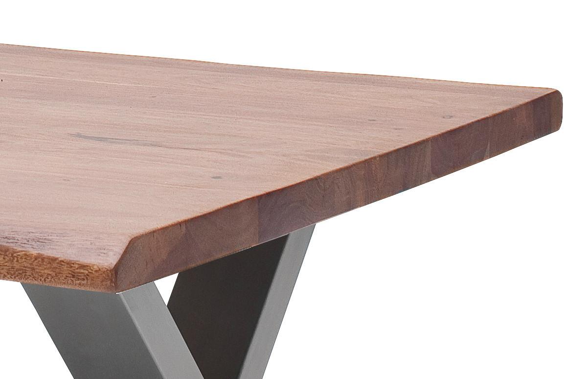 Couchtisch Holz mit Massiver Tischplatte Cartagena, Akazie - Edelstahlfarben/Walnussfarben, MODERN, Holz/Metall (75/45/75cm)