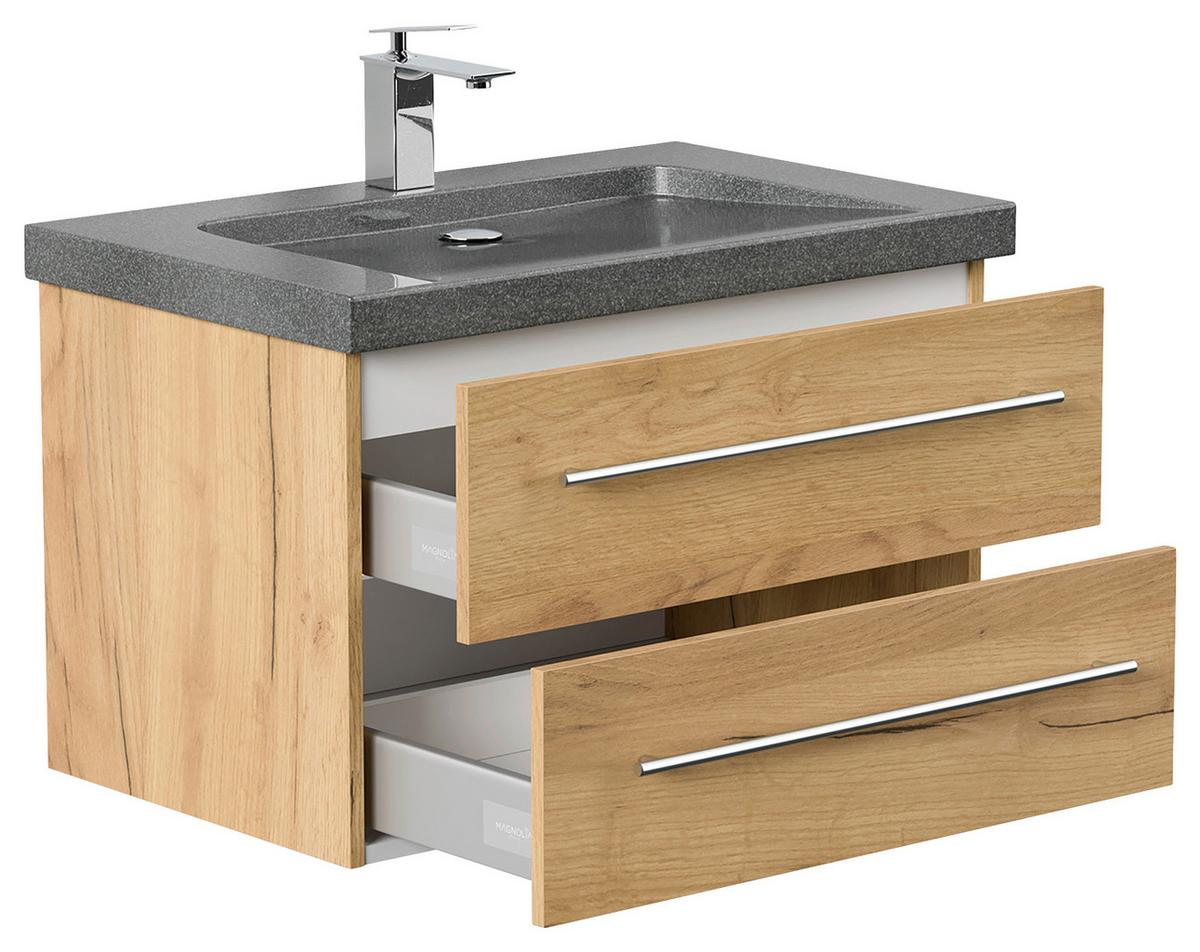 WASCHTISCHKOMBI Yamo, Eichefarben B: 75 cm - Eichefarben, Basics, Holzwerkstoff/Stein (75cm) - MID.YOU