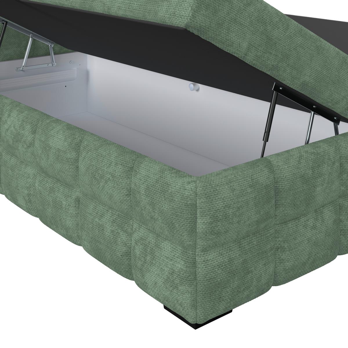 Čalúnená posteľ VEGA 160x200 cm, mätovozelená - čierna/zelená, Trend, drevo/textil (160/200cm)