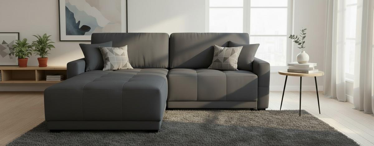 Ecksofa Mount Anthrazit S: 237x186 cm - Anthrazit, Design, Textil (237/186cm) - MID.YOU