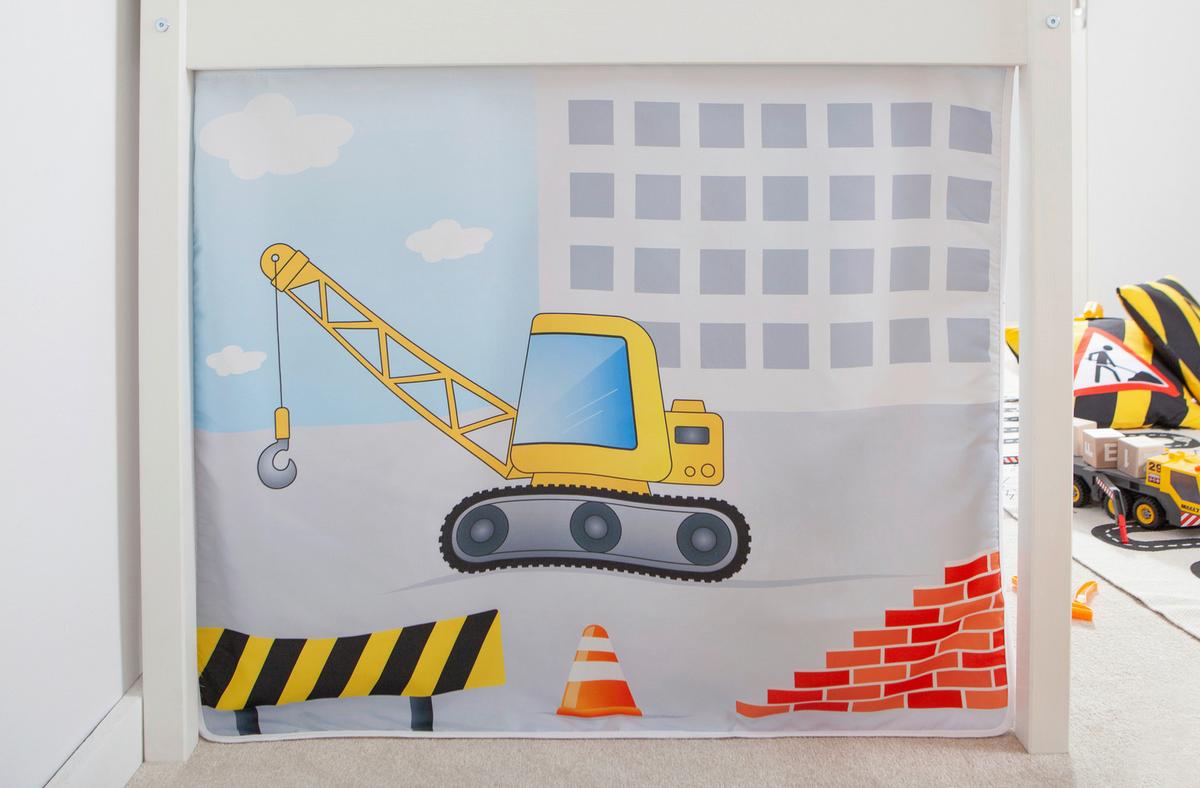 Hochbett Malte Weiß inkl. Rollrost, Vorhang, 90x200 cm - Weiß/Naturfarben, Natur, Holz (90/200cm) - MID.YOU