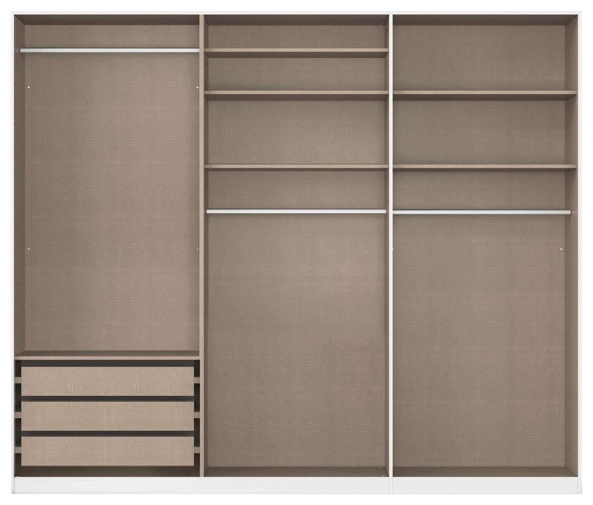 Kleiderschrank Safari mit Spiegel B: 271 cm - Champagner/Silberfarben, KONVENTIONELL, Holzwerkstoff (271/229/54cm)