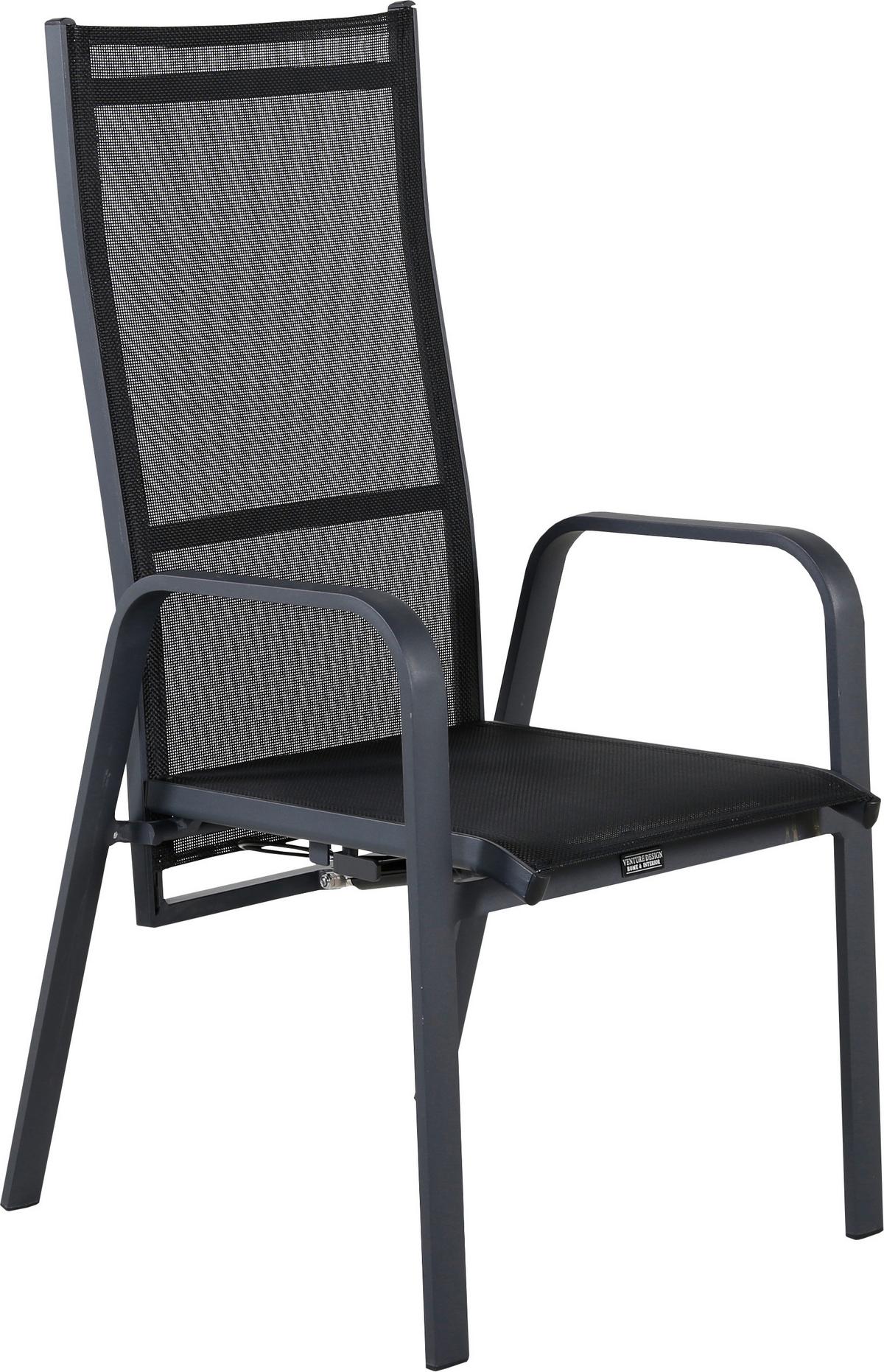 Gartensessel-set Copacabana Aluminium - Schwarz, KONVENTIONELL, Metall (56.5/110/65cm) - Gardenson