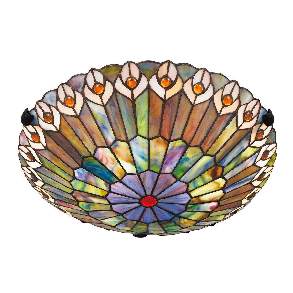 Mennyezeti Lámpa Qz-Watkins-F-Vb - sötétbarna/többszínű, Konventionell, üveg/fém (13,5/42,0cm) - Elstead Lighting