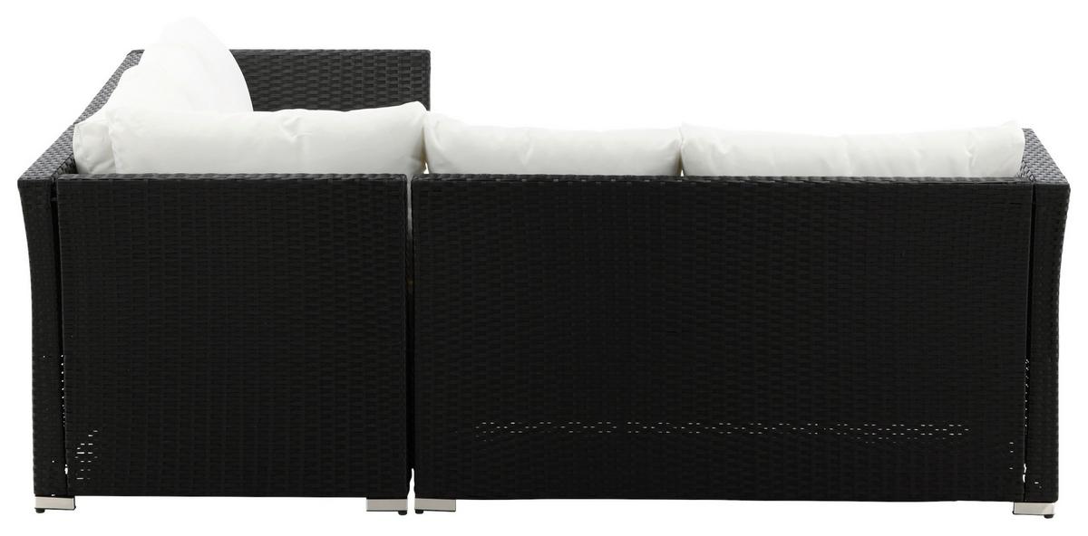 Loungegarnitur 4-Tlg Haiti aus Kunststoff mit Kissen - Schwarz, KONVENTIONELL, Kunststoff - Gardenson