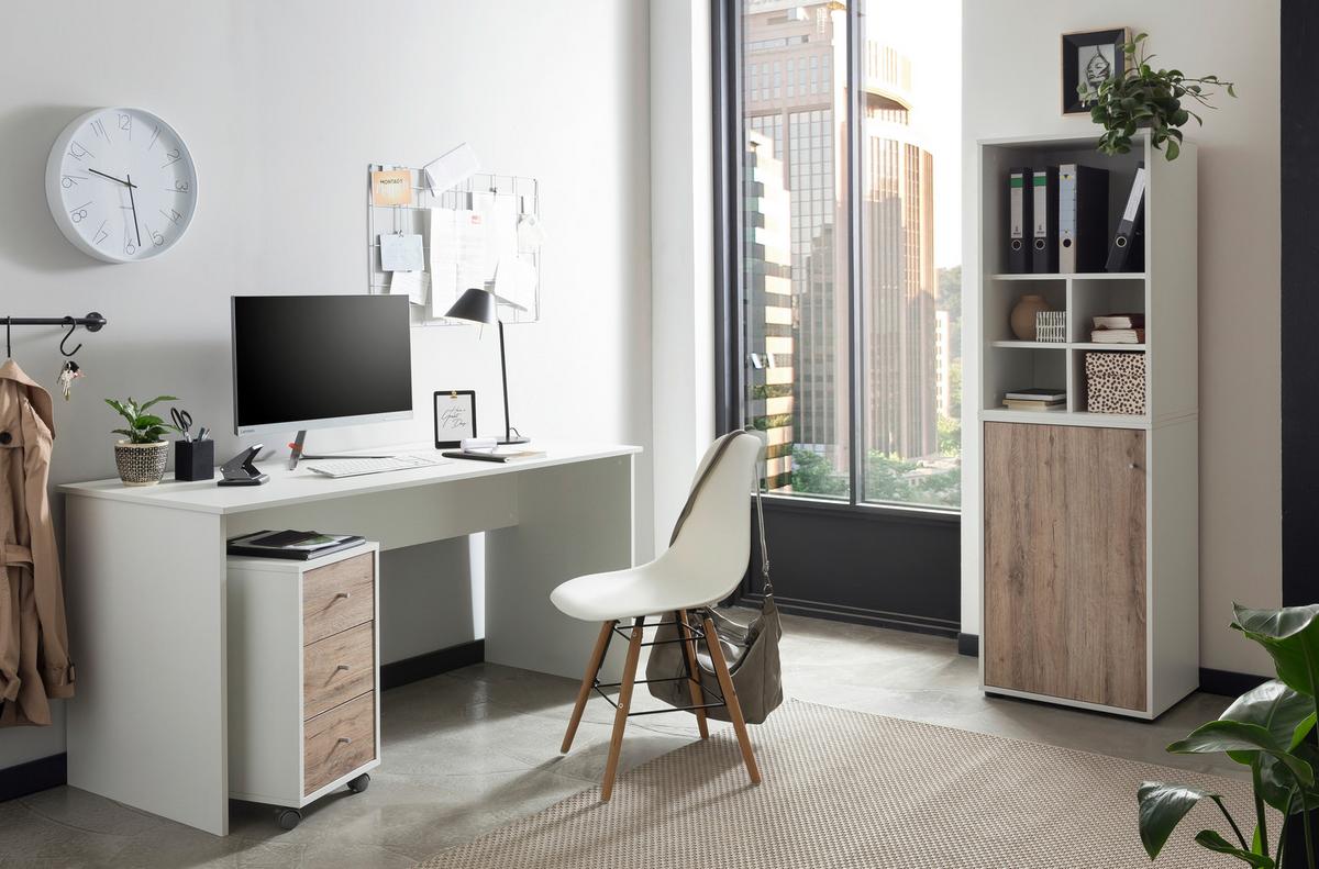 Aktenschrank Holzwerkstoff Weiß/Wildeiche B: 50,9 cm - Wildeiche/Weiß, MODERN, Holzwerkstoff (50,9/165,2/41cm) - MID.YOU