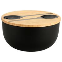 Salatschüssel 58470 - Hellbraun/Schwarz, Basics, Holz/Kunststoff (24/13/13cm) - Kesper