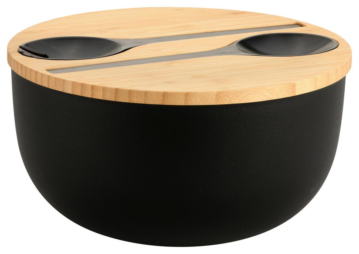 Salatschüssel 58470 - Hellbraun/Schwarz, Basics, Holz/Kunststoff (24/13/13cm) - Kesper
